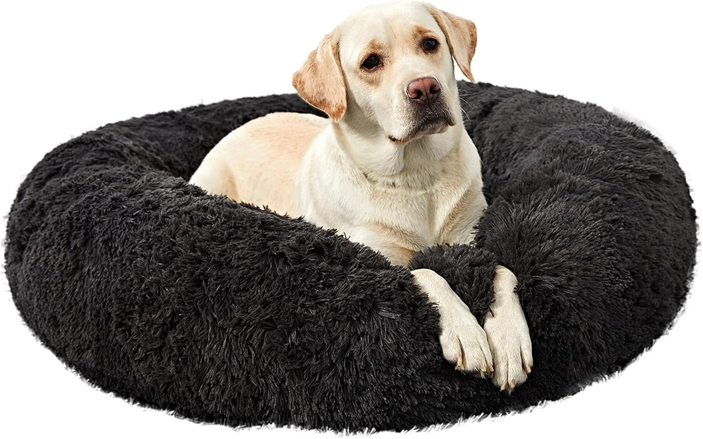 Washable round Bed for Large Dogs, Donut-Shaped Calming Cuddler for Medium Dogs, Comfy