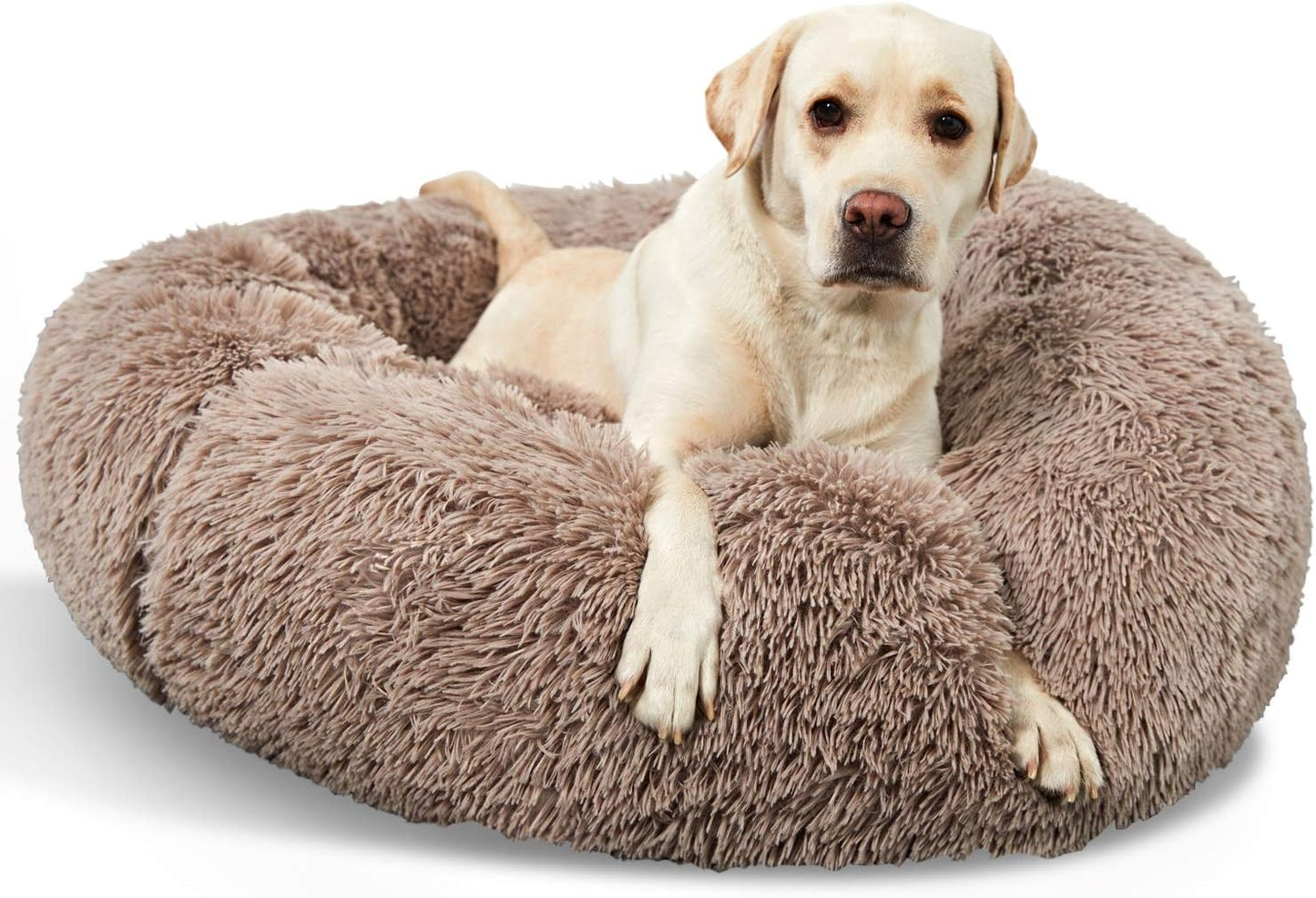 Washable round Bed for Large Dogs, Donut-Shaped Calming Cuddler for Medium Dogs, Comfy