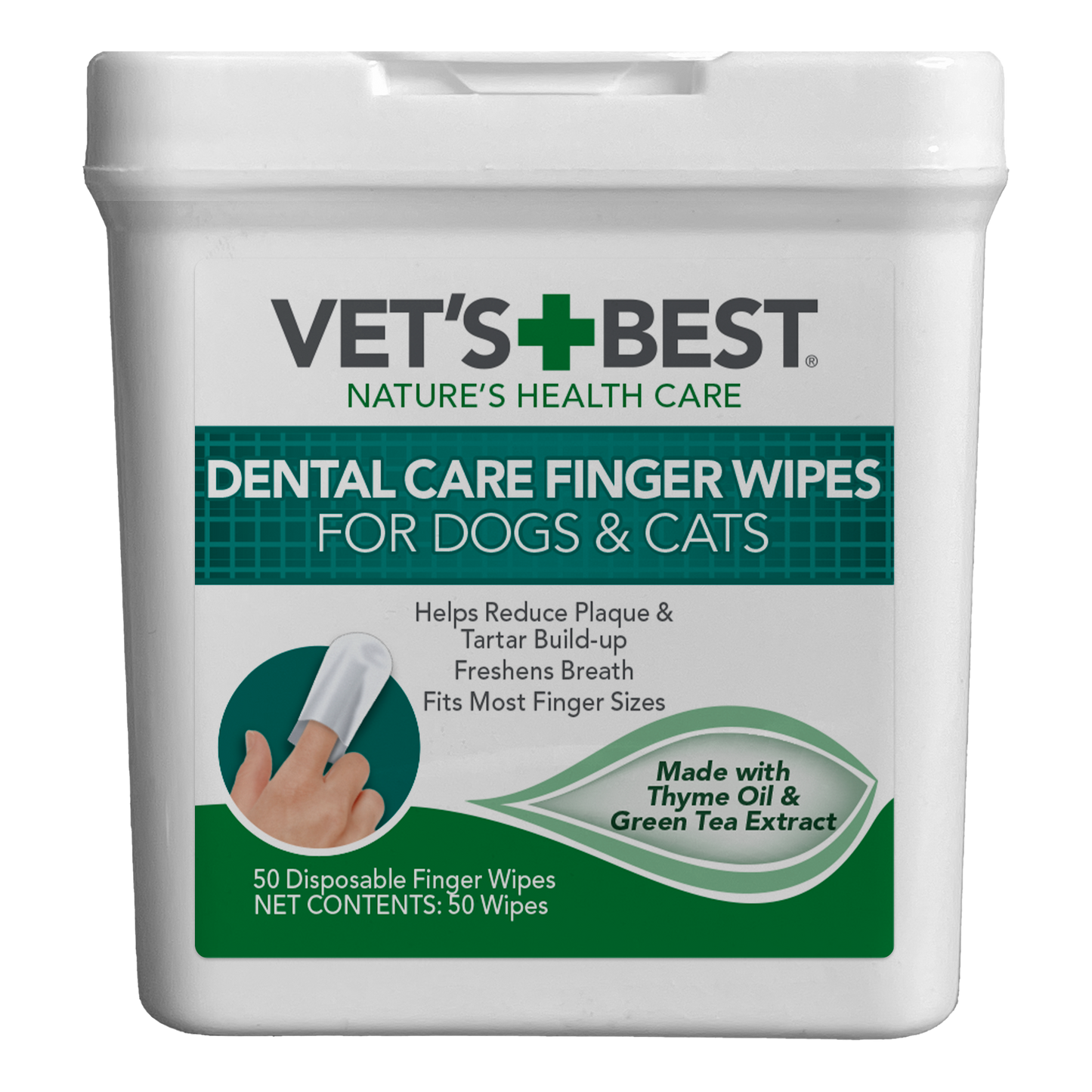Vet's Best Dental Care Finger Wipes for Dogs and Cats 50ct