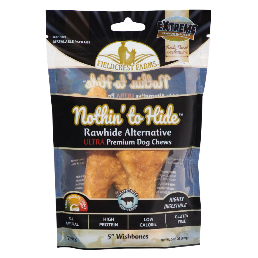 Fieldcrest Farms Nothin' To Hide Ultra Wishbone Dog Treat Beef, 1ea/5 in, 2 pk
