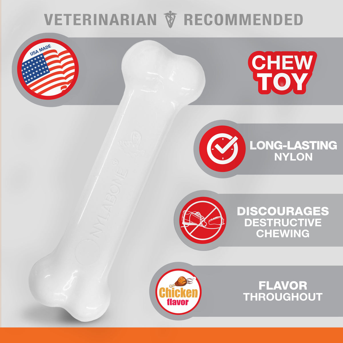 Nylabone Power Chew Dog Toy Chicken 1ea/SMall/Regular - Up To 25 Ibs.