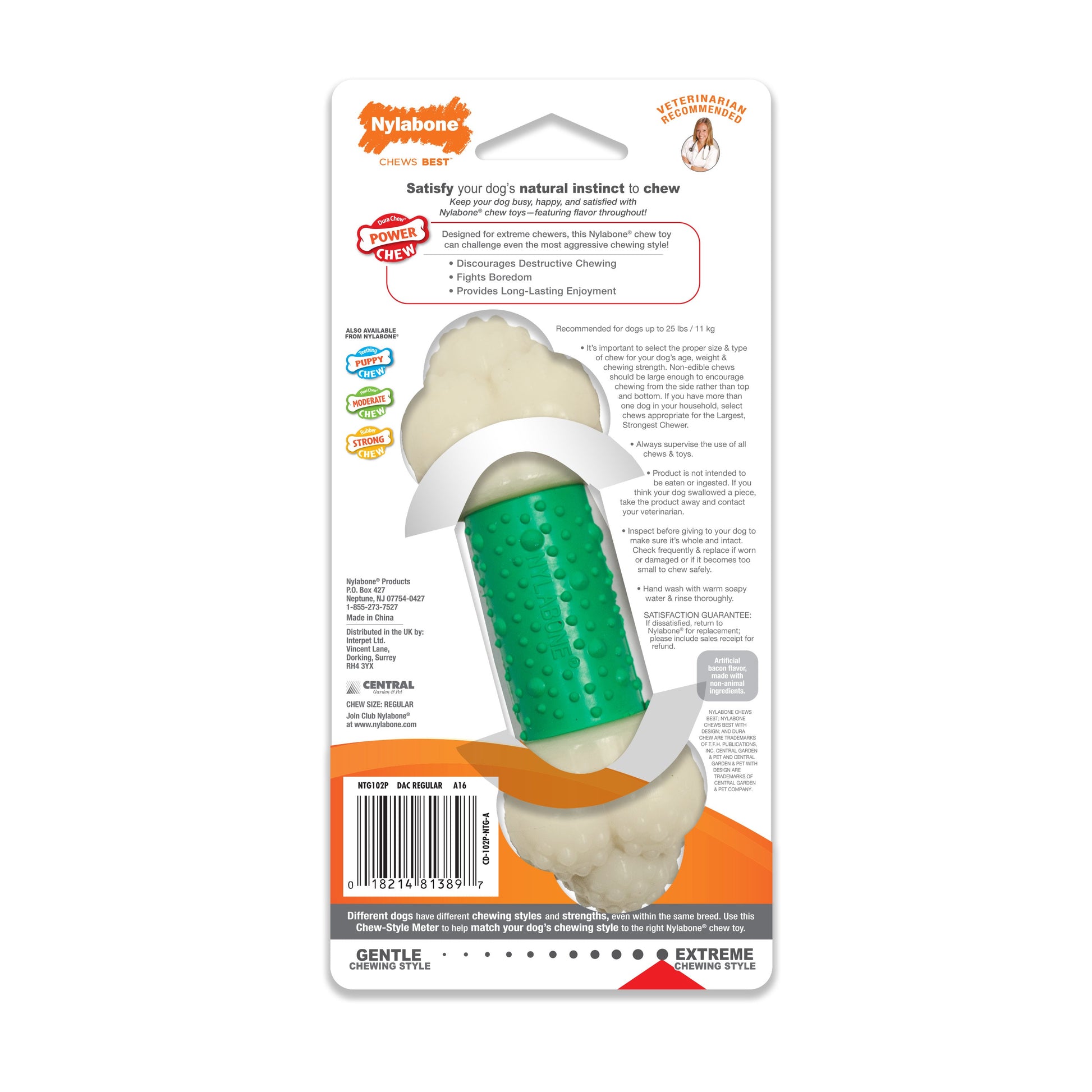 Nylabone Power Chew Double Action Durable Dog Toy Bacon 1ea/SMall/Regular - Up To 25 Ibs.