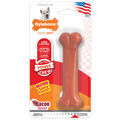 Nylabone Power Chew Dog Toy Bacon 1ea/SMall/Regular - Up To 25 Ibs.