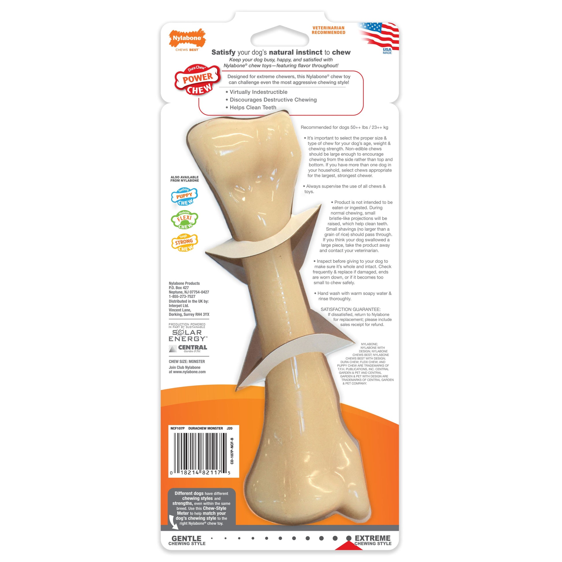 Nylabone Power Chew Monster Bone Big Dog Chew Toy Chicken 1ea/XXL/Monster - 50++ lb
