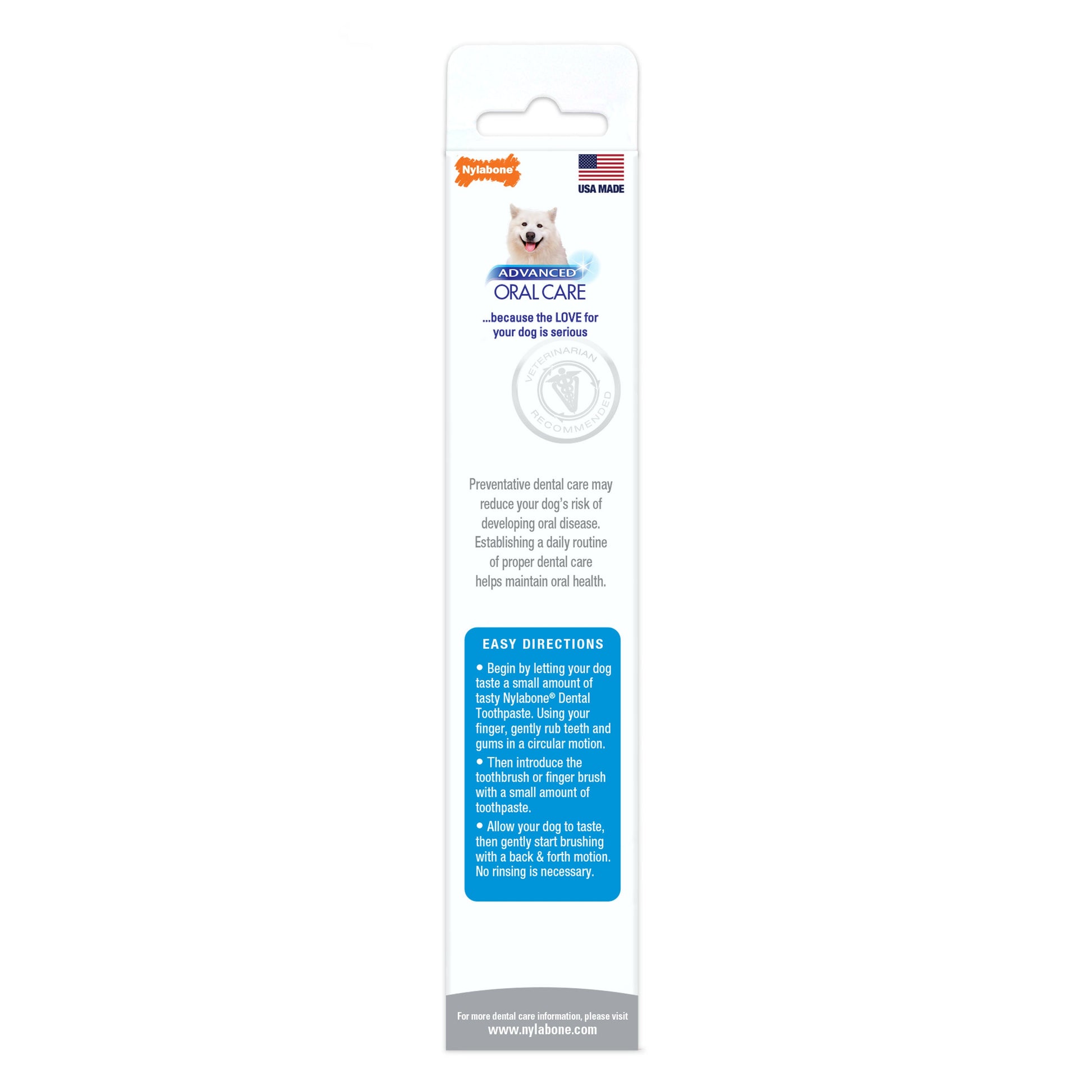 Nylabone Advanced Oral Care Tartar Control Dog Toothpaste Original 1ea/2.5 oz