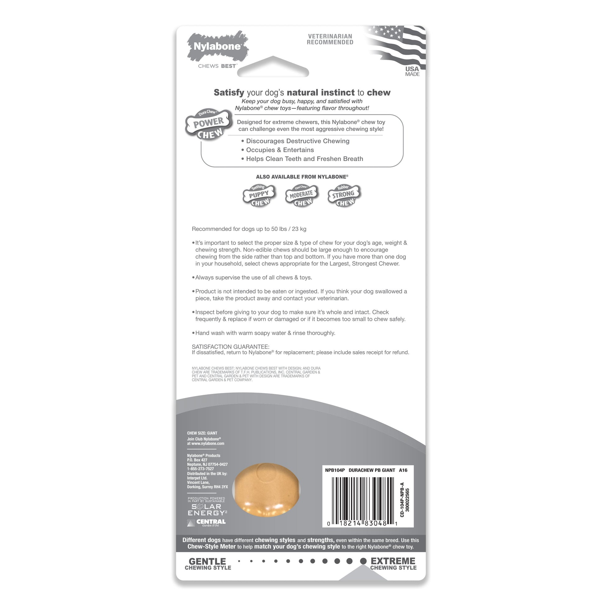 Nylabone Power Chew Dog Toy Peanut Butter 1ea/Large/Giant - Up To 50 lb