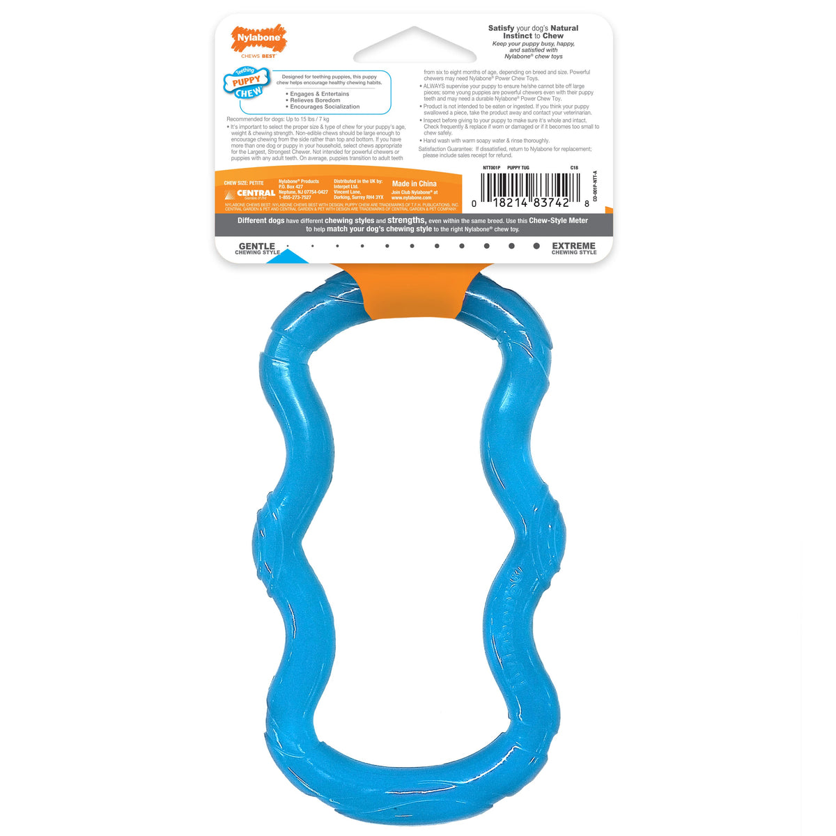 Nylabone Puppy Chew Toy Teething Toy for Puppies Tug Blue 1ea/XS/Petite - Up To 15 lb