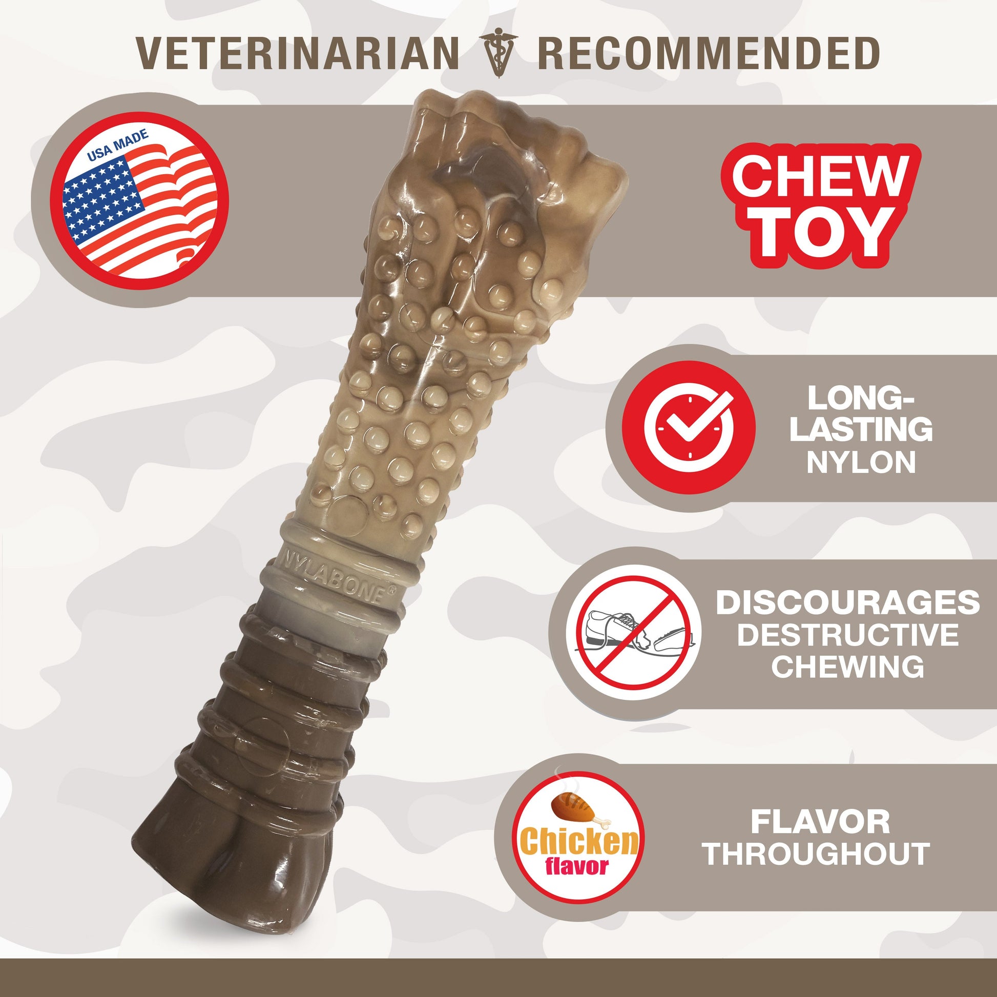 Nylabone Power Chew Camo Dog Toy Display 4ea