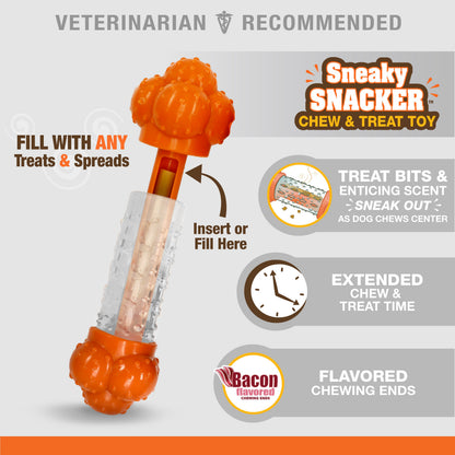 Nylabone Sneaky Snacker Dog Treat Toy Bacon Sneaky Snacker 1ea/Medium/Wolf - Up To 35 lb