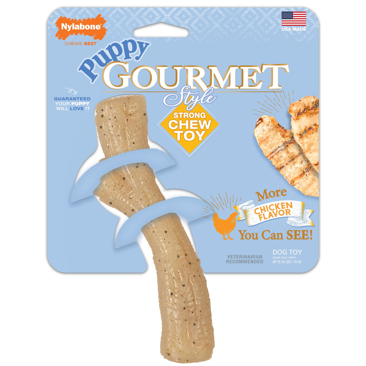 Nylabone Gourmet Style Strong Stick Puppy Chew Toy Chicken 1ea/Medium/Wolf - Up To 35 lb