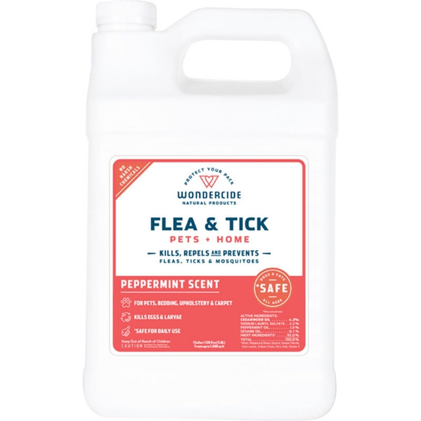 Wondercide Dog & Cat Peppermint Flea & Tick Spray For Pets & Home with Natural Essential Oils 128oz.