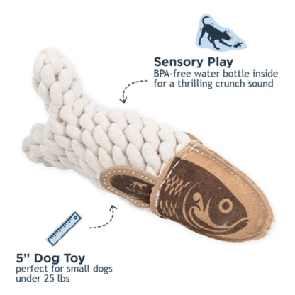 Tall Tails Dog Natural Leather & Rope Crunch Fish, 5in.