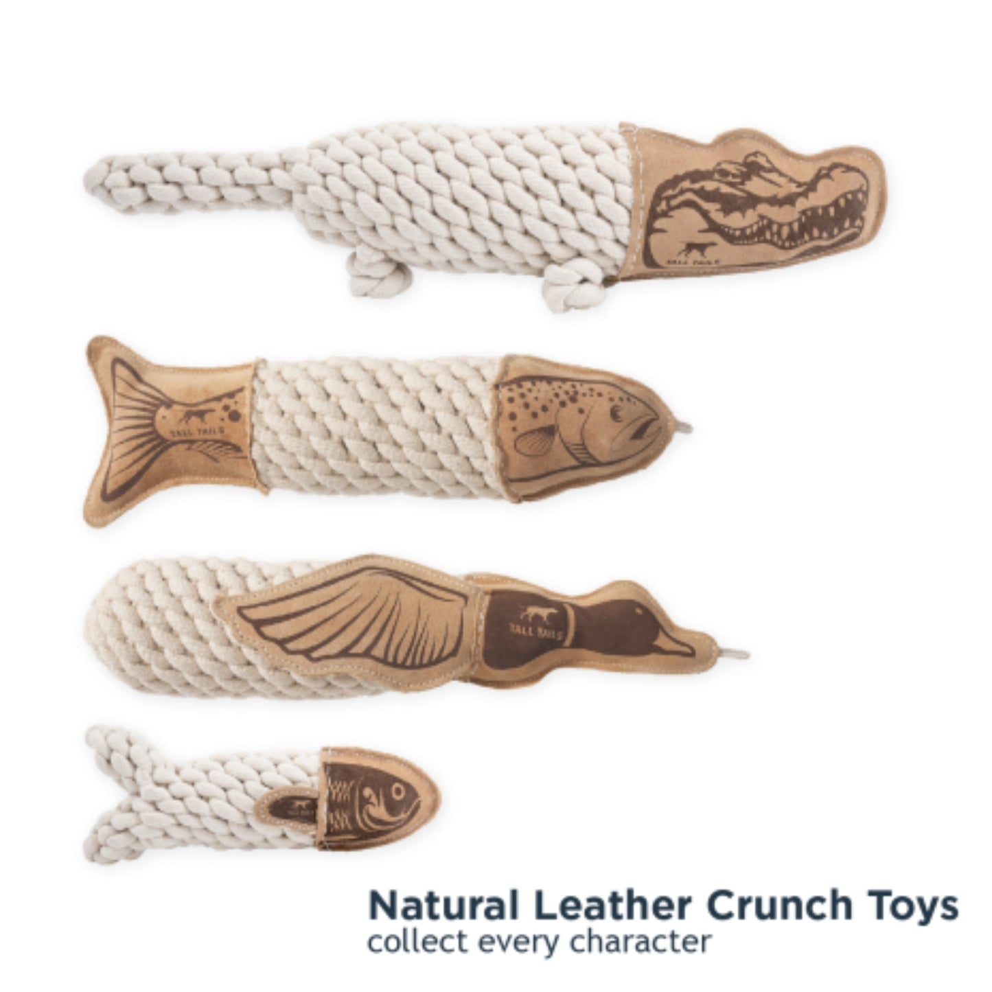 Tall Tails Dog Natural Leather & Rope Crunch Crocodile, 2in.