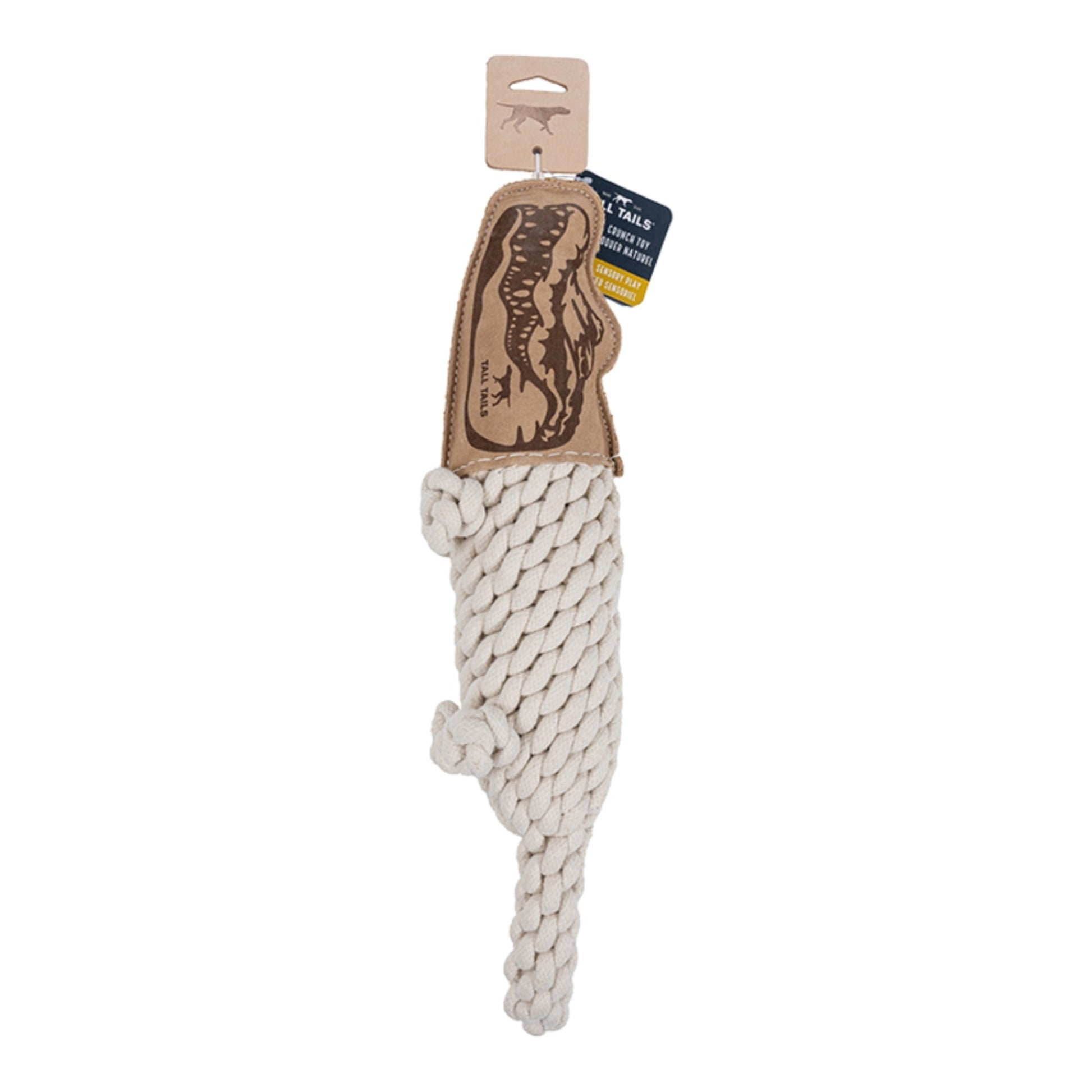 Tall Tails Dog Natural Leather & Rope Crunch Crocodile, 2in.