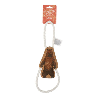 Territory Dog Natural Leather Color Grizzly Bear Tug Toy 14in.