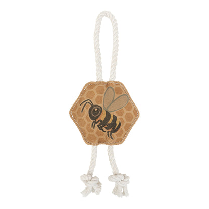 Territory Dog Natural Leather Color Bee Tug Toy 14in.