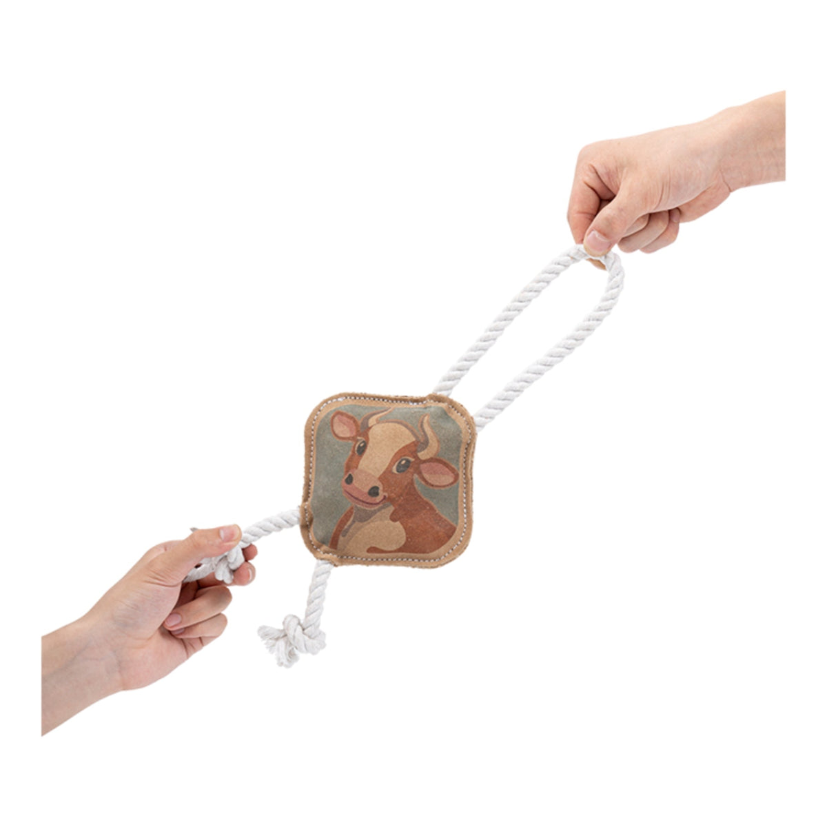 Territory Dog Natural Leather Color Cow Tug Toy 14in.