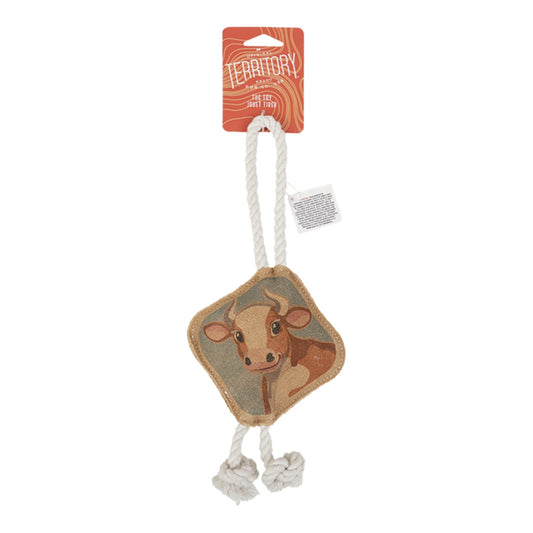 Territory Dog Natural Leather Color Cow Tug Toy 14in.