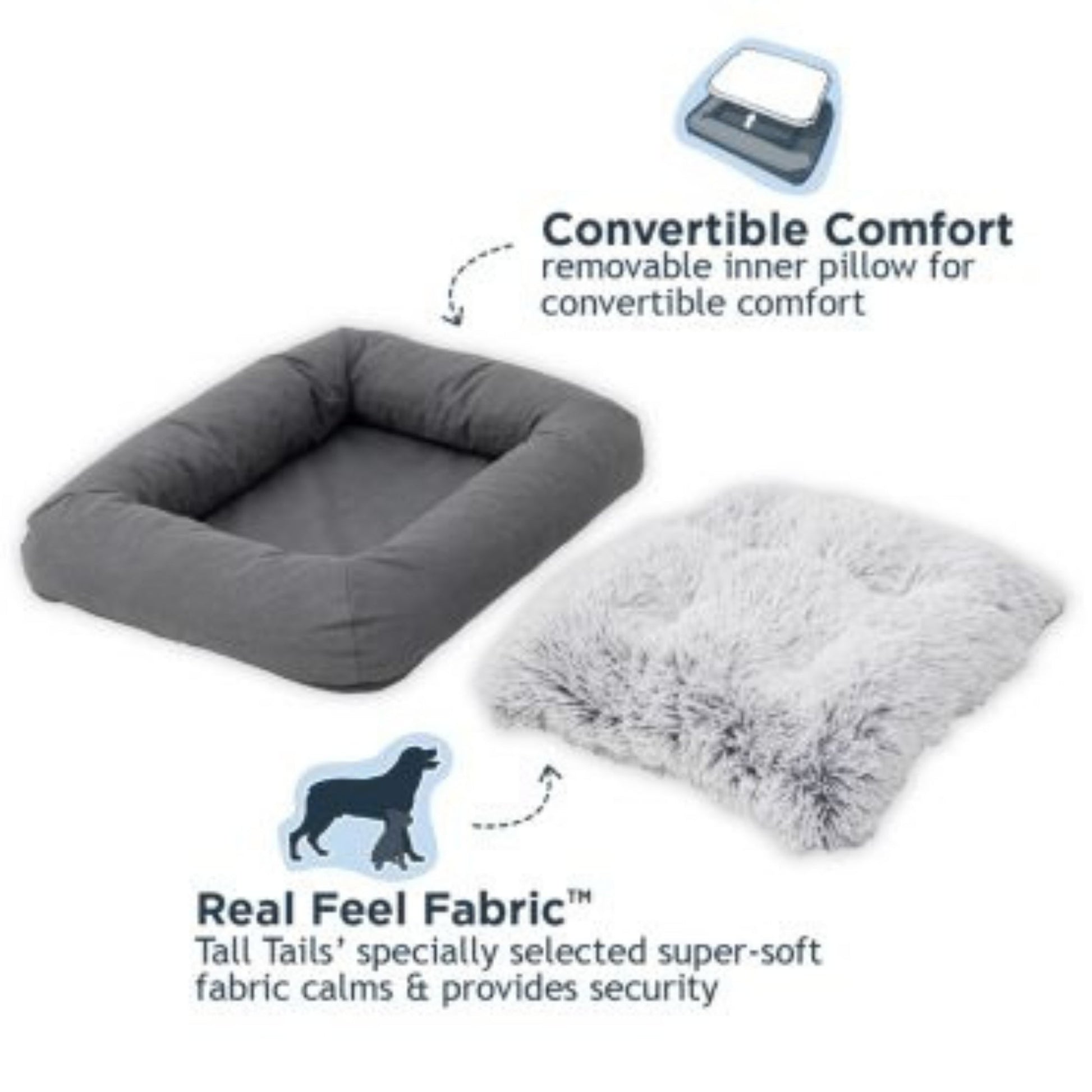 Tall Tails Dog & Cat Grey All In One Bed, 44" x 34"