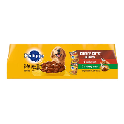 Pedigree Choice Cuts in Gravy Adult Wet Dog Food Variety Pack (Beef, Country Stew) 158.7oz 12pk