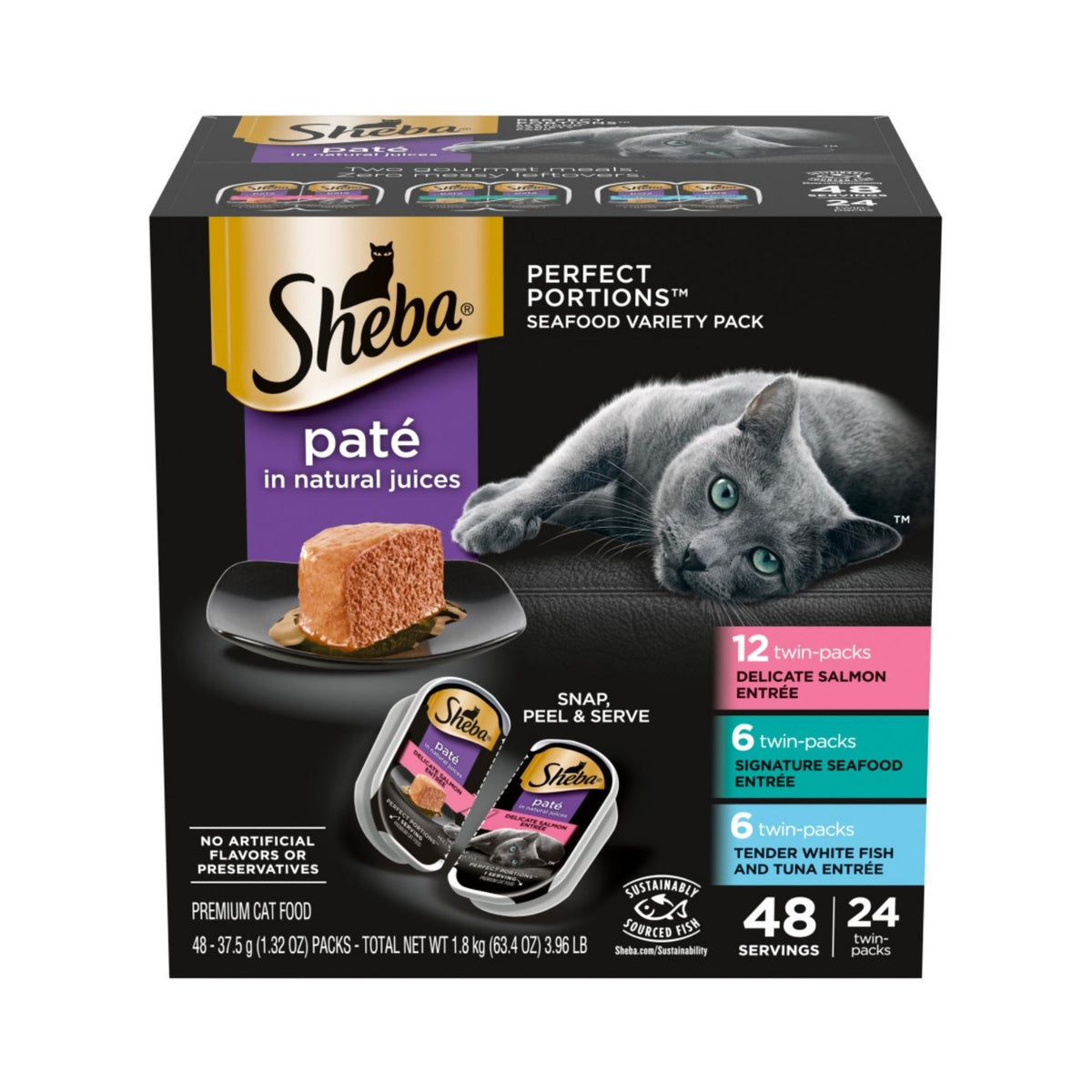 Sheba Perfect Portions Pate Wet Cat Food Seafood Variety Pack (Salmon, Seafood, Whitefish/Tuna), 1ea/2.65oz. Default Title