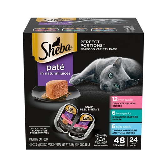 Sheba Perfect Portions Pate Wet Cat Food Seafood Variety Pack (Salmon, Seafood, Whitefish/Tuna), 1ea/2.65oz. Default Title