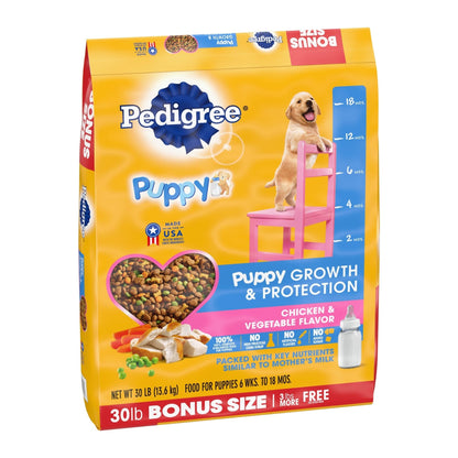 Pedigree Puppy Growth & Protection Dry Dog Food Chicken & Vegetable 1ea/30 lb