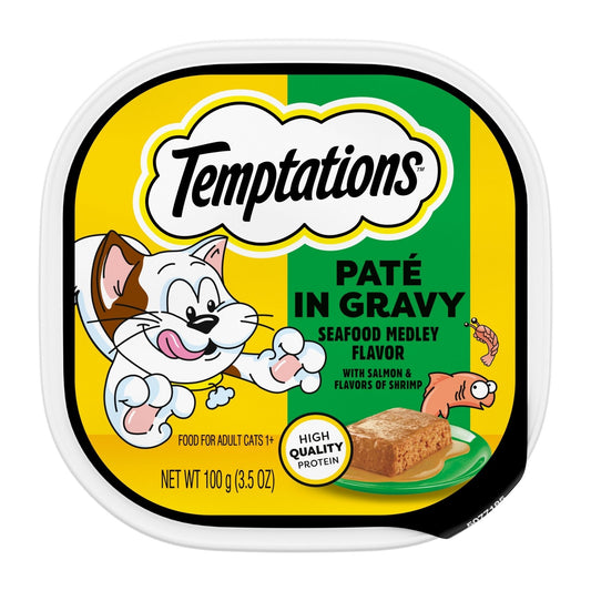 Temptations Patein. Gravy Wet Cat Food Seafood Medley 24ea/3.5oz.