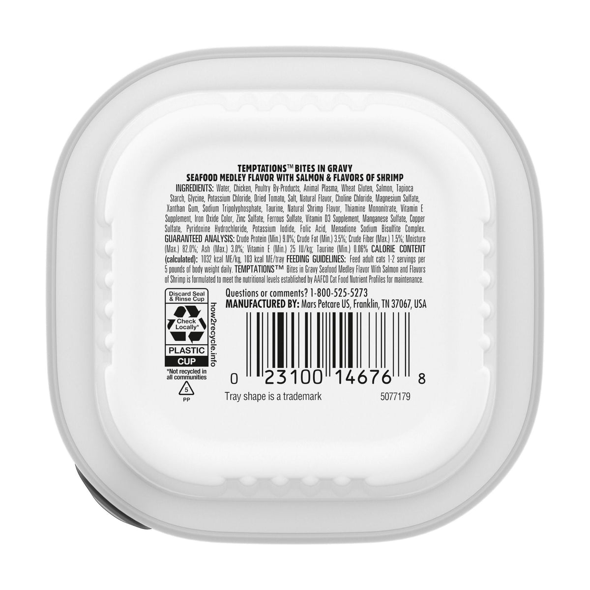Temptations Bitesin. Gravy Wet Cat Food Seafood Medley 24ea/3.5oz.