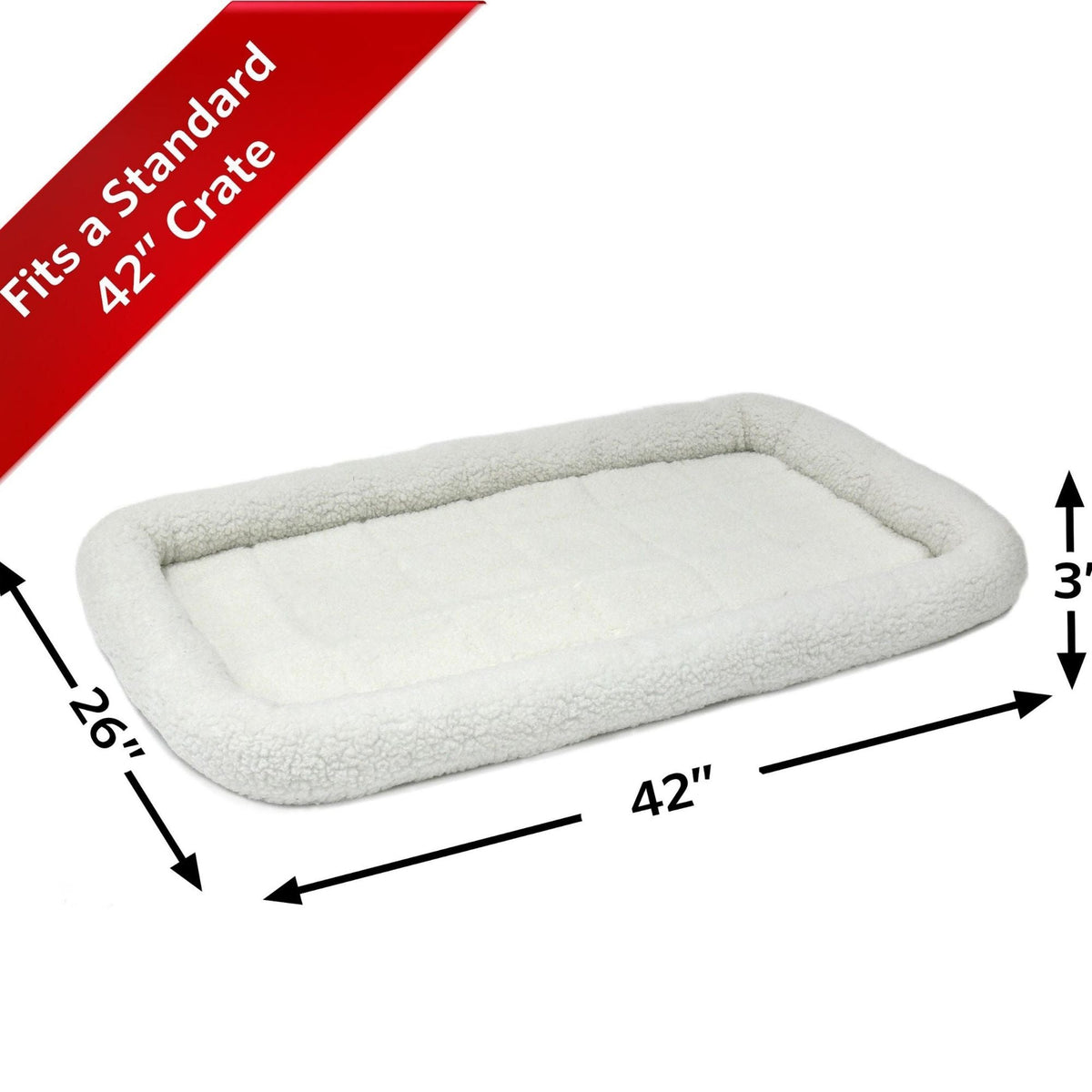 MidWest Homes for Pets QuietTime Bolster Dog Bed White 1ea/26in X 42in.