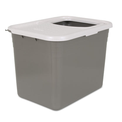 Petmate Top Entry Cat Litter Box Brushed Nickel Base, Pearl White Lid 1ea/One Size