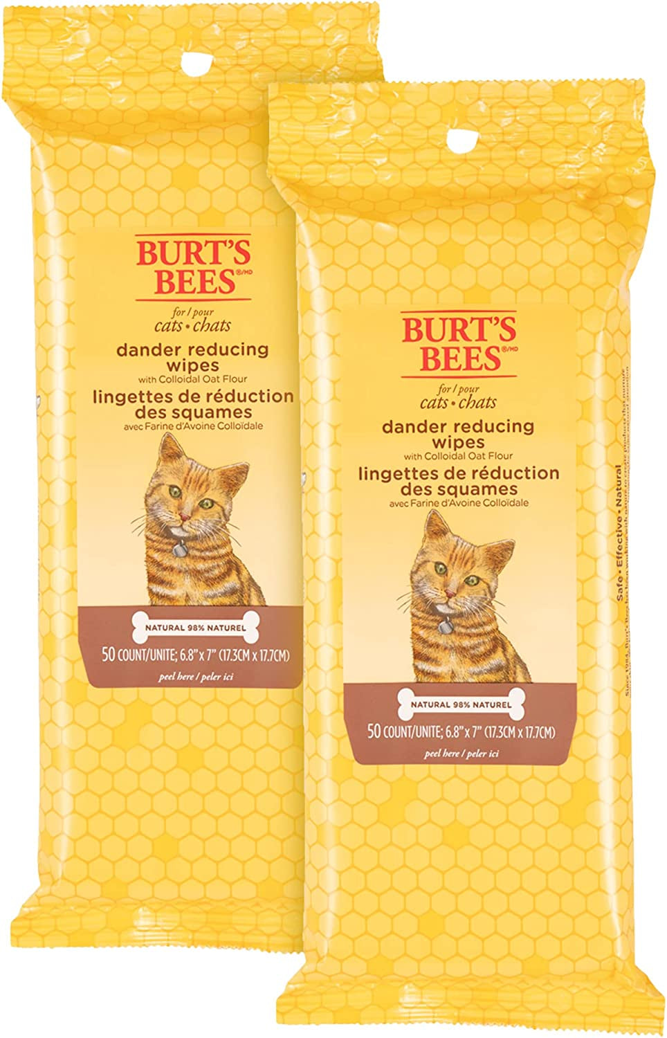 Cat Naturally Derived Dander Reducing Wipes - Kitten and Cat Wipes for Grooming - Cruelty Free, Formulated without Sulfates and Parabens, Made in the USA, 50 Count - 3 Pack