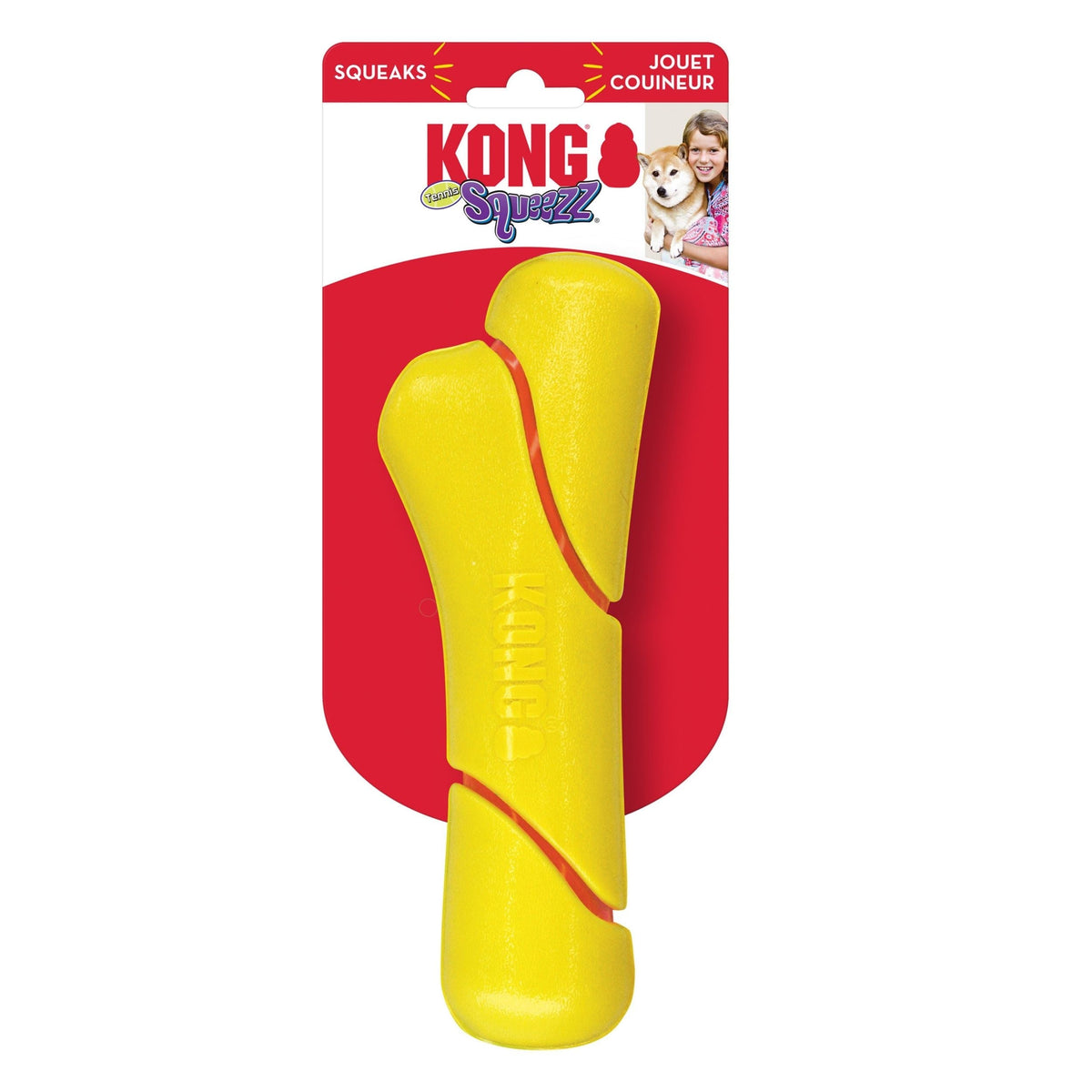 Kong Squeezz Tennis Stick Dog Toy Yellow 1ea/Lg Default Title