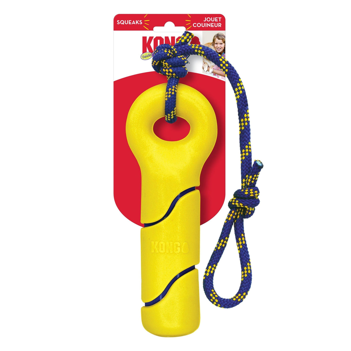 Kong Squeezz Tennis Buoy W/Rope Dog Toy Yellow 1ea/Lg Default Title