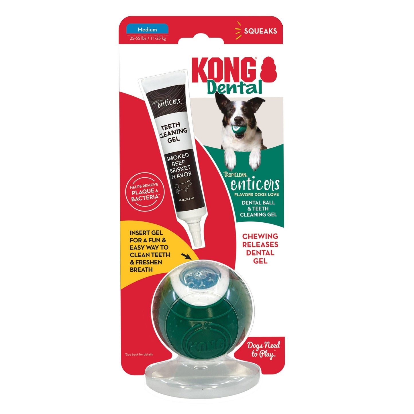 Kong Dental Ball W/Tropiclean Enticer Teeth Cleaning Gel Honey Chicken 1ea/Md, 1 oz. Default Title
