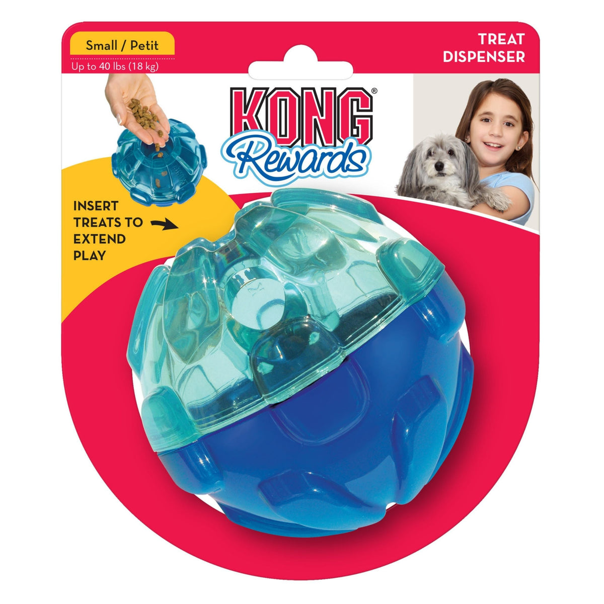 Kong Rewards Ball Treat Dispenser Dog Toy Blue 1ea/Sm Default Title