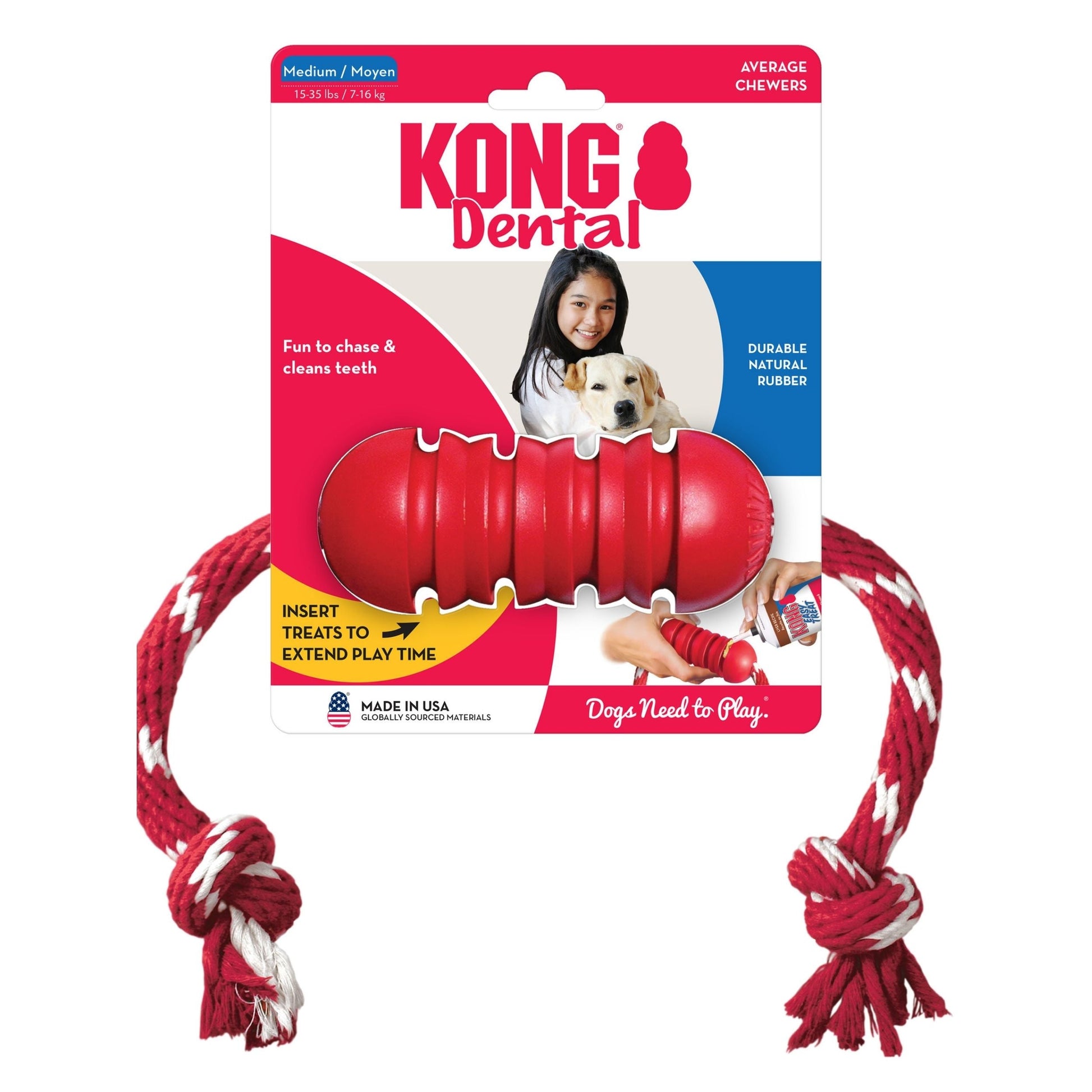 Kong Dental With Floss Rope Chew Toy 1ea/Md Default Title