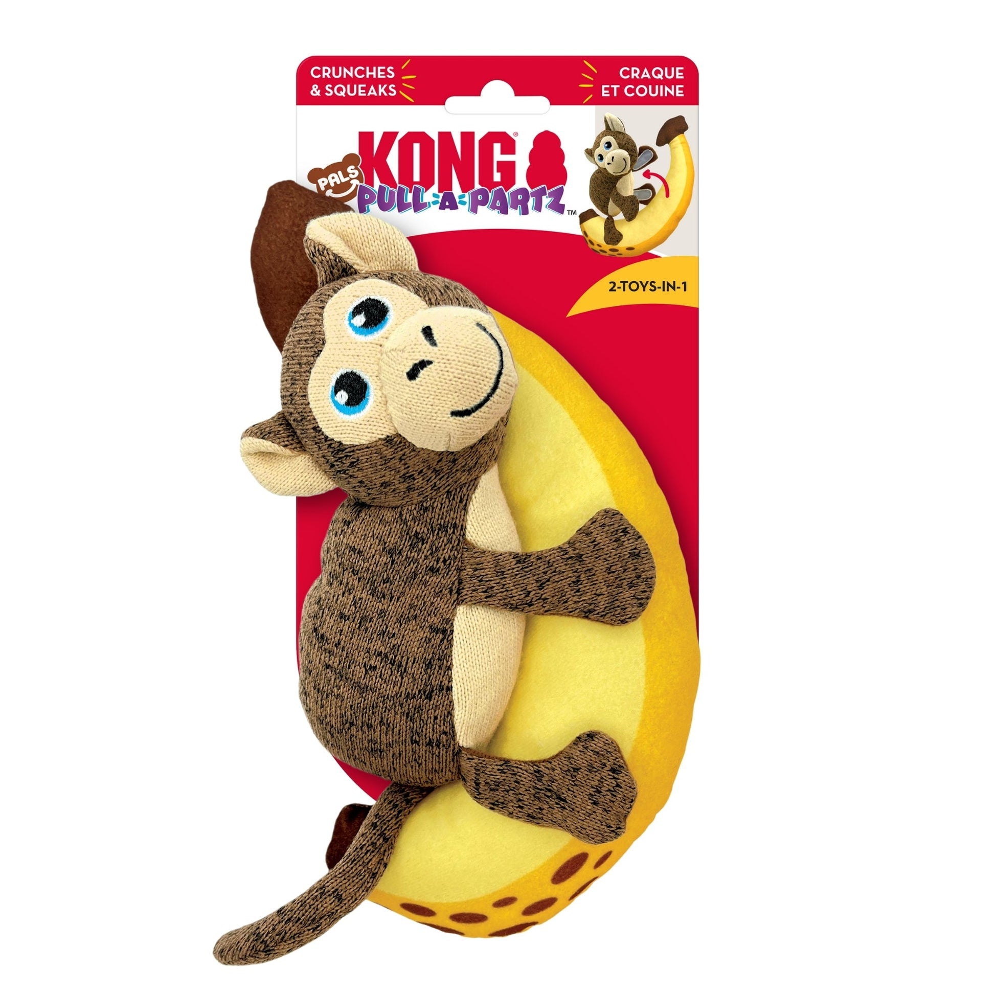 KONG Pull-A-Partz Pals Dog Toy Monkey, 1ea/MD