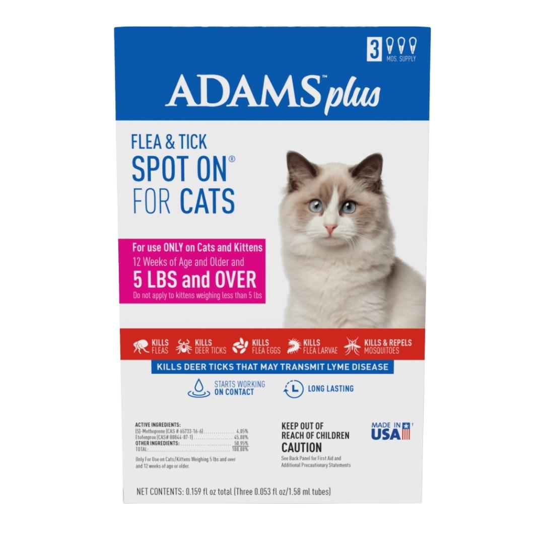 Adams Plus Flea and Tick Spot On for Cats and Kittens Over 2.5 lbs but under 5 lbs Default Title