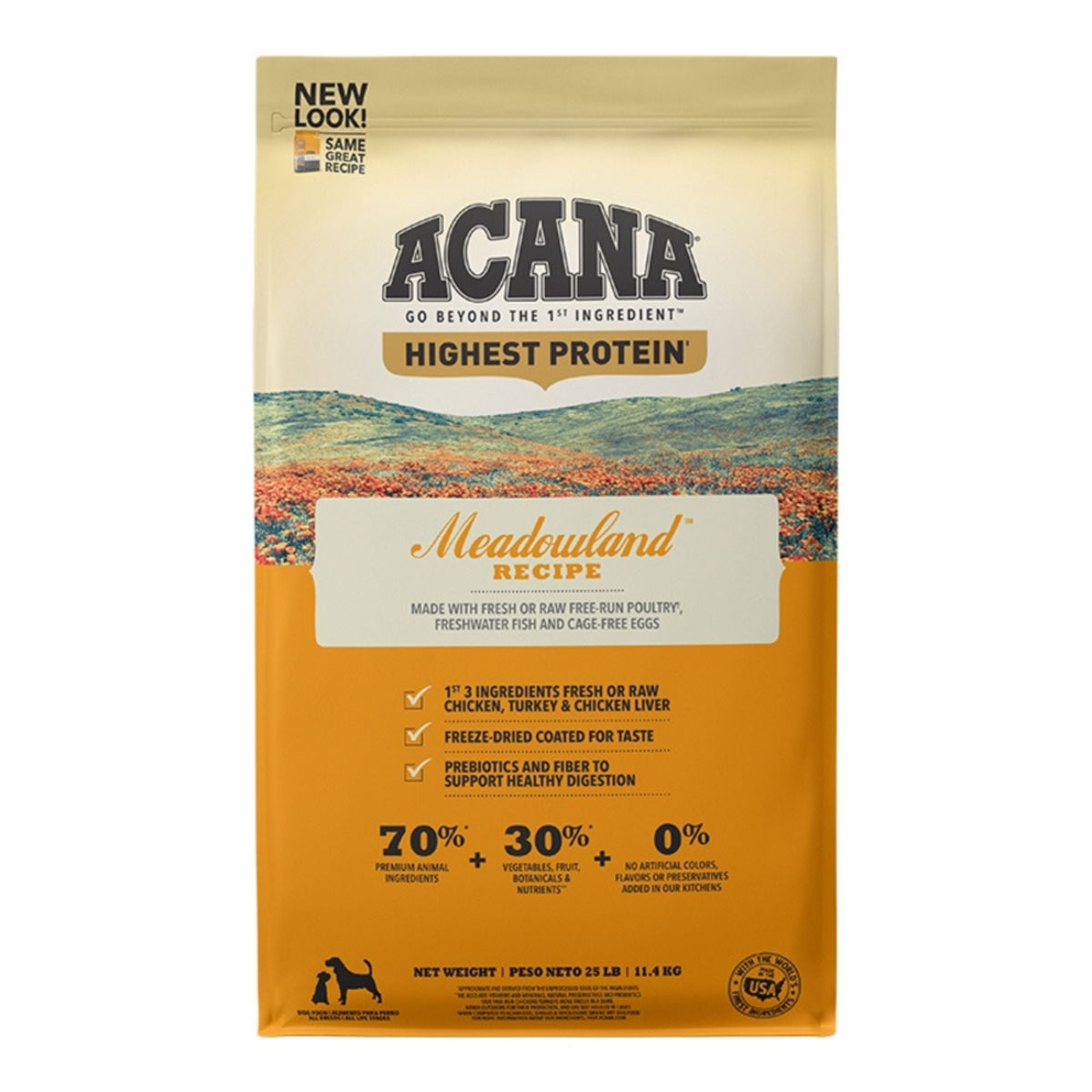 Acana Dog Grain Free Highest Protein Meadowlands 25Lbs