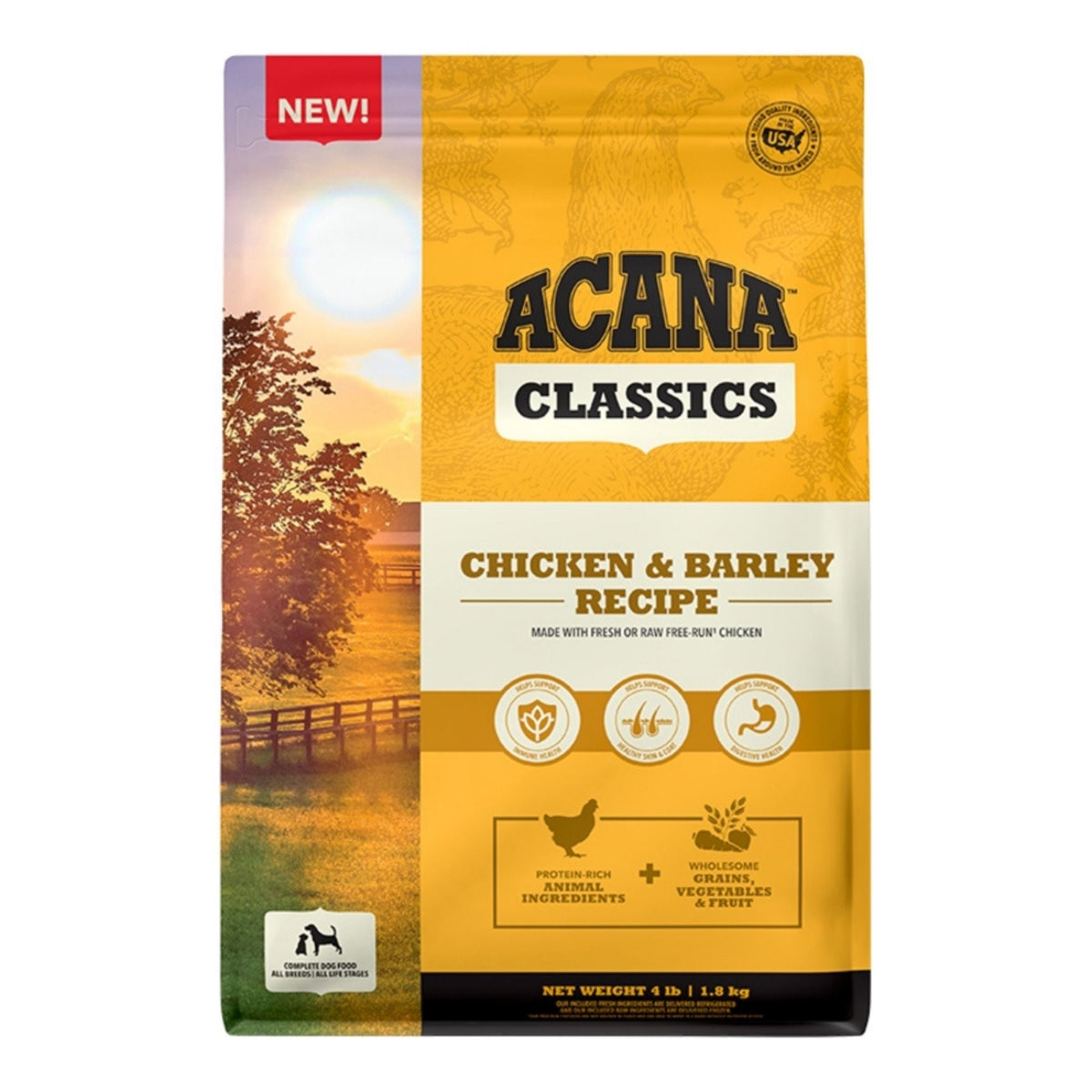 Acana Dog Classics Chicken & Barley Recipe 4Lbs