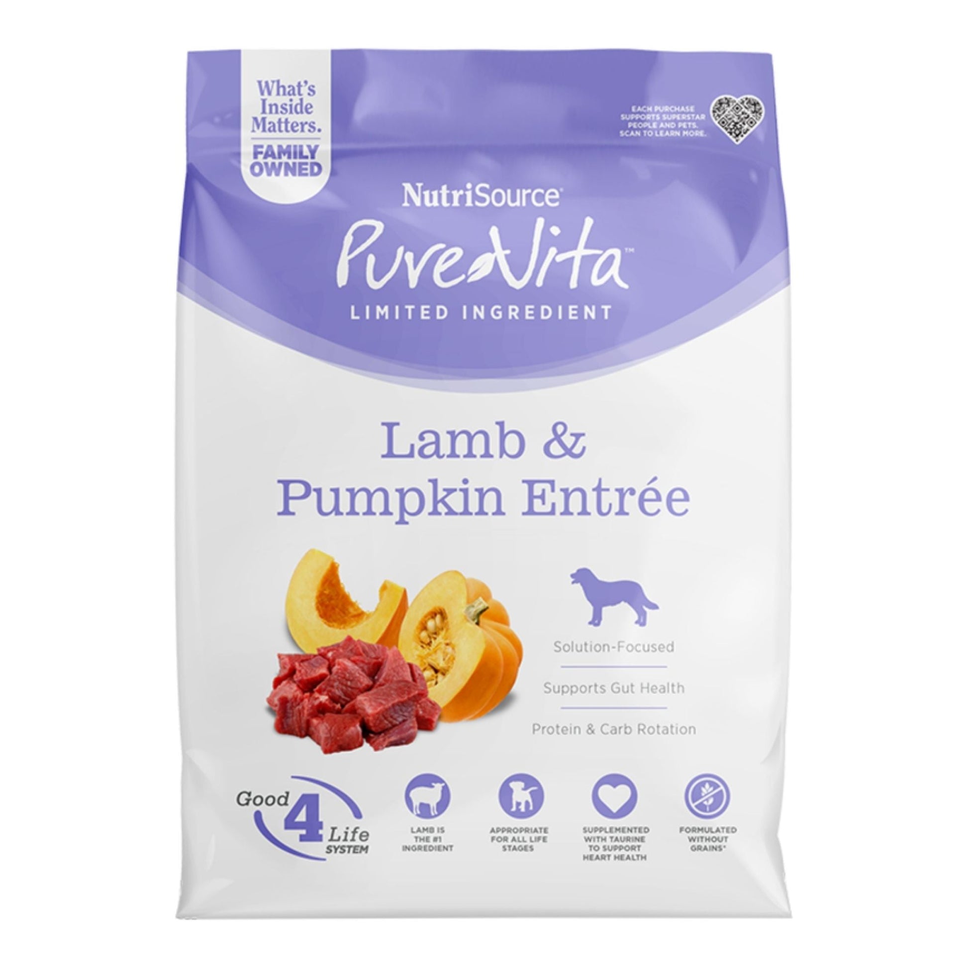 Pure Vita Dog Grain Free Lamb & Pumpkin 12Lbs