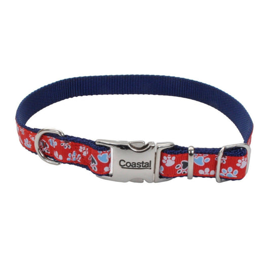 Ribbon Adjustable Nylon Dog Collar with Metal Buckle