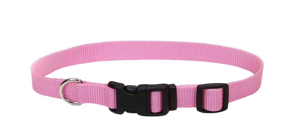 Coastal Adjustable Nylon Dog Collar with Plastic Buckle Bright Pink, 1ea/5/8 In X 1014 in