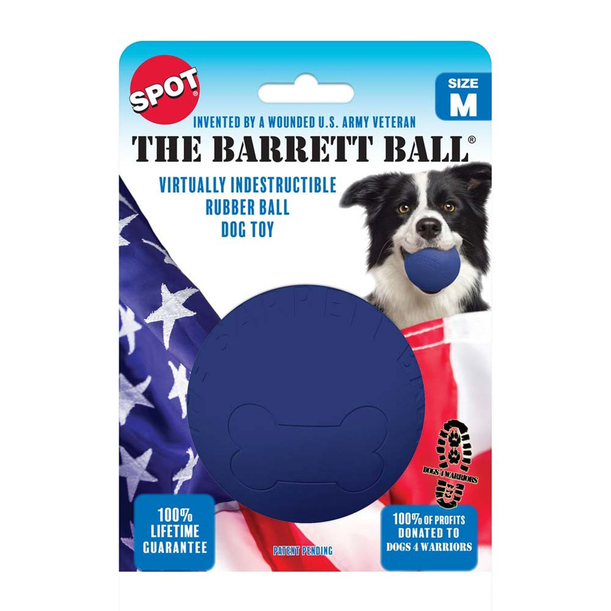 Spot Barrett Ball Dog Toy Blue 4 In Medium