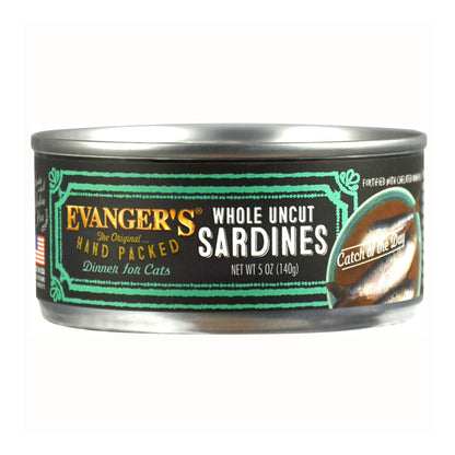 Evanger's Hand Packed Wet Cat Food Whole Uncut Sardines 5.5oz 24pk