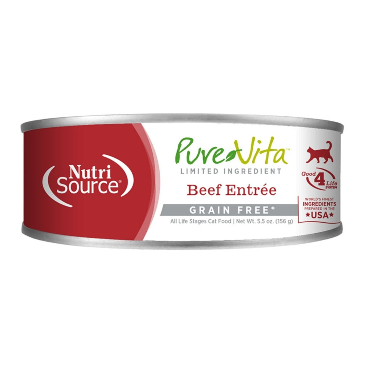 Pure Vita Cat Grain Free 96% Beef & Beef Liver Entree 5.5oz. (Case of 12)