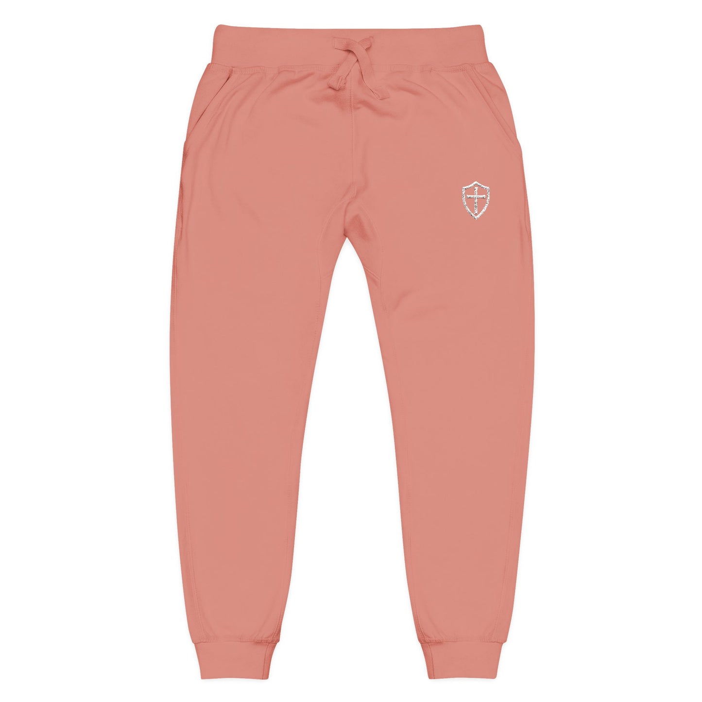 Cross Shield Fleece Sweatpants with Embroidered Design