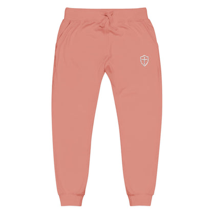 Cross Shield Fleece Sweatpants with Embroidered Design