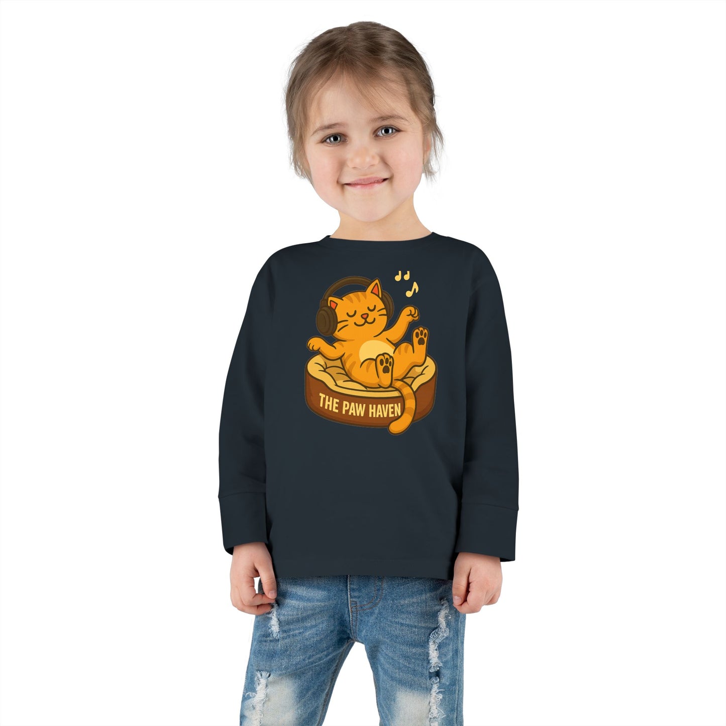 Jamming Cat Toddler Long Sleeve Tee